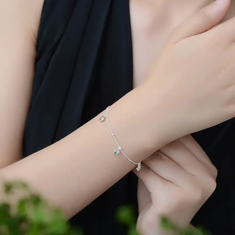 Silver Heart-Shaped Bracelet for Women - Image 4