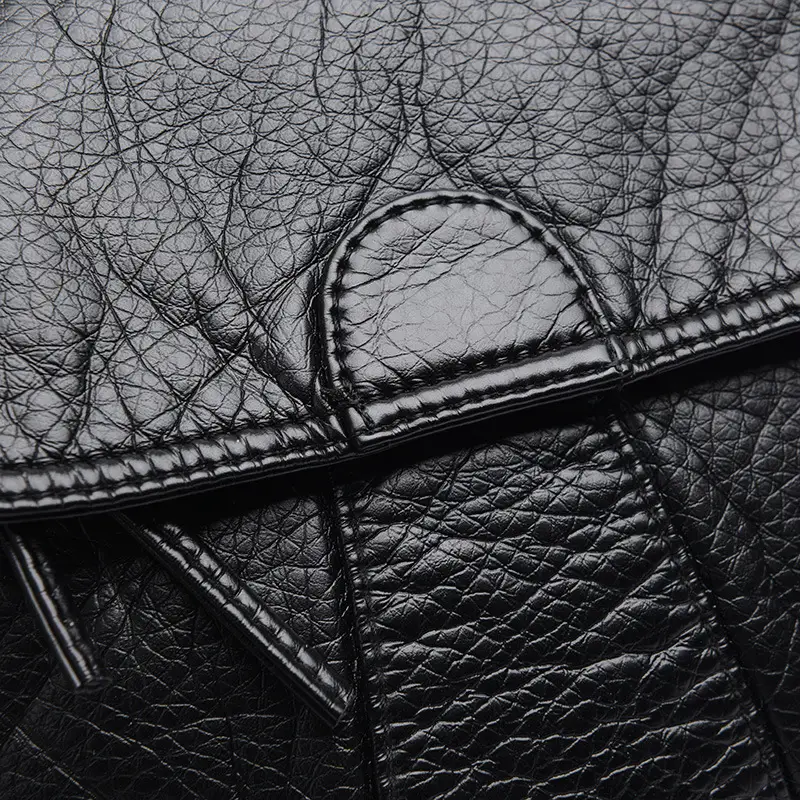 Black Washable Pleated Crossbody Bag for Women - Image 4