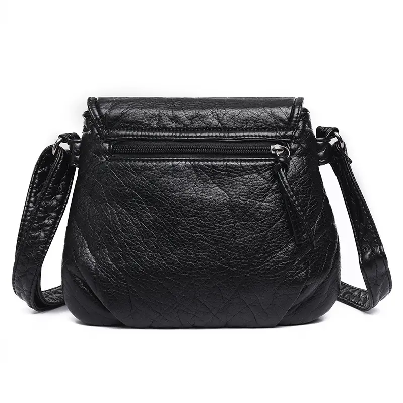 Black Washable Pleated Crossbody Bag for Women - Image 6