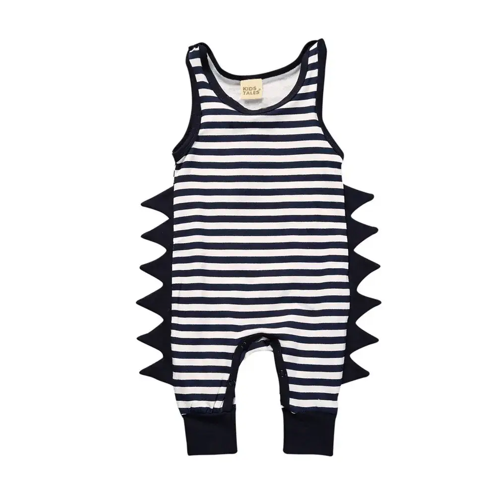 Baby Cotton Striped Sleeveless Jumpsuit Set - Image 4