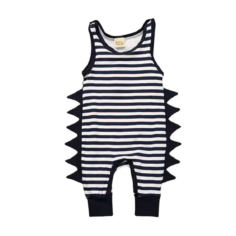 Baby Cotton Striped Sleeveless Jumpsuit Set - Image 5