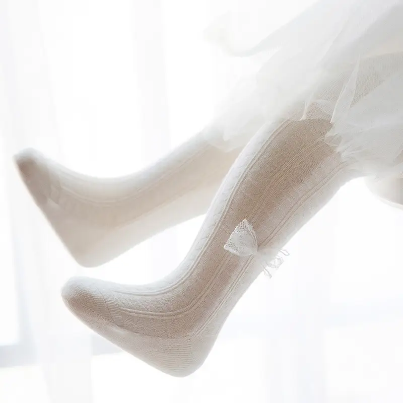 Girls Knitted Pantyhose Socks with Bow Small - Image 7