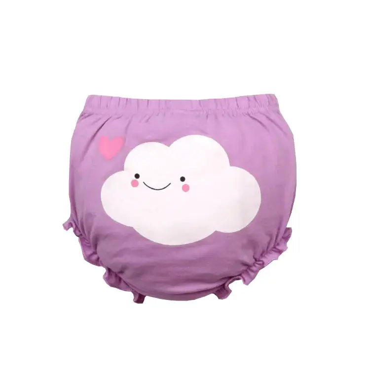 Baby Cotton Face Print Shorts Pink Yellow White Purple
