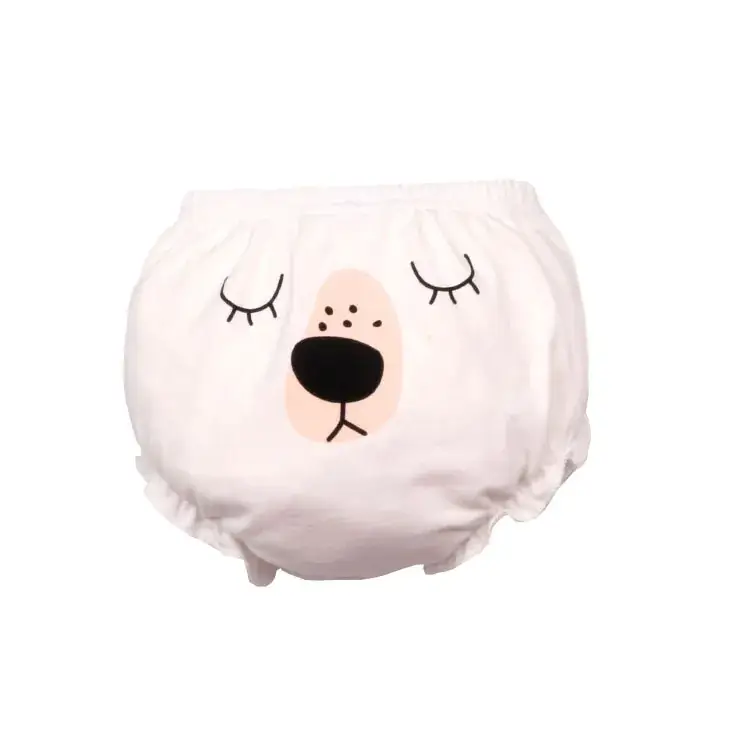 Baby Cotton Face Print Shorts Pink Yellow White Purple