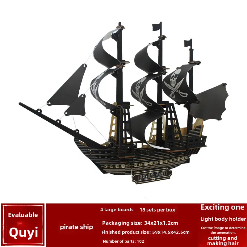 DIY Wooden Ancient Sailing Ship Toy for Kids - Image 12