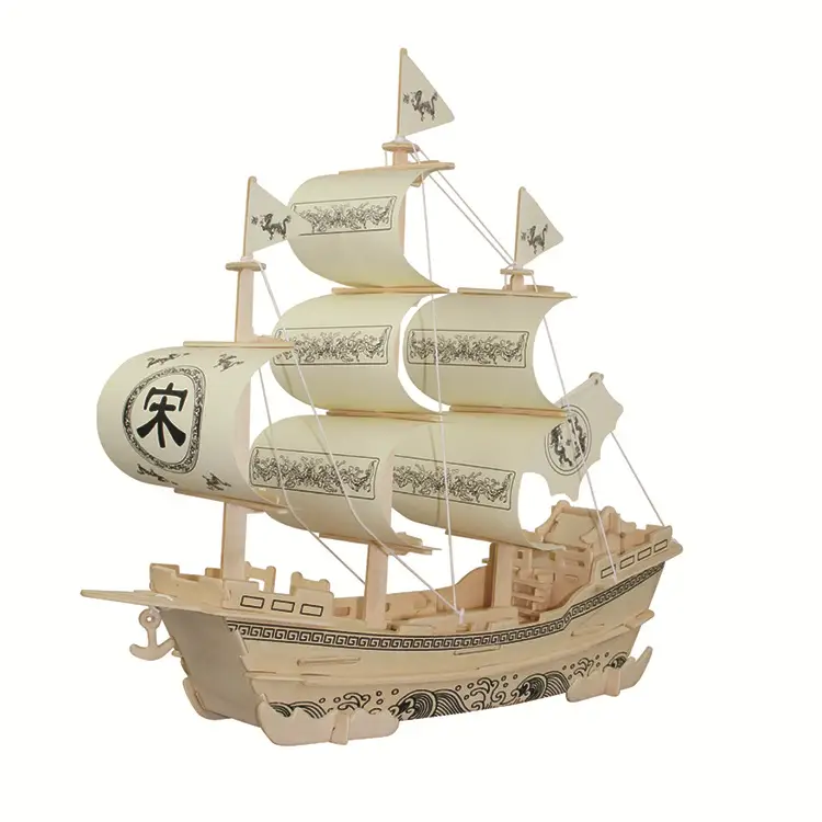 DIY Wooden Ancient Sailing Ship Toy for Kids - Image 2