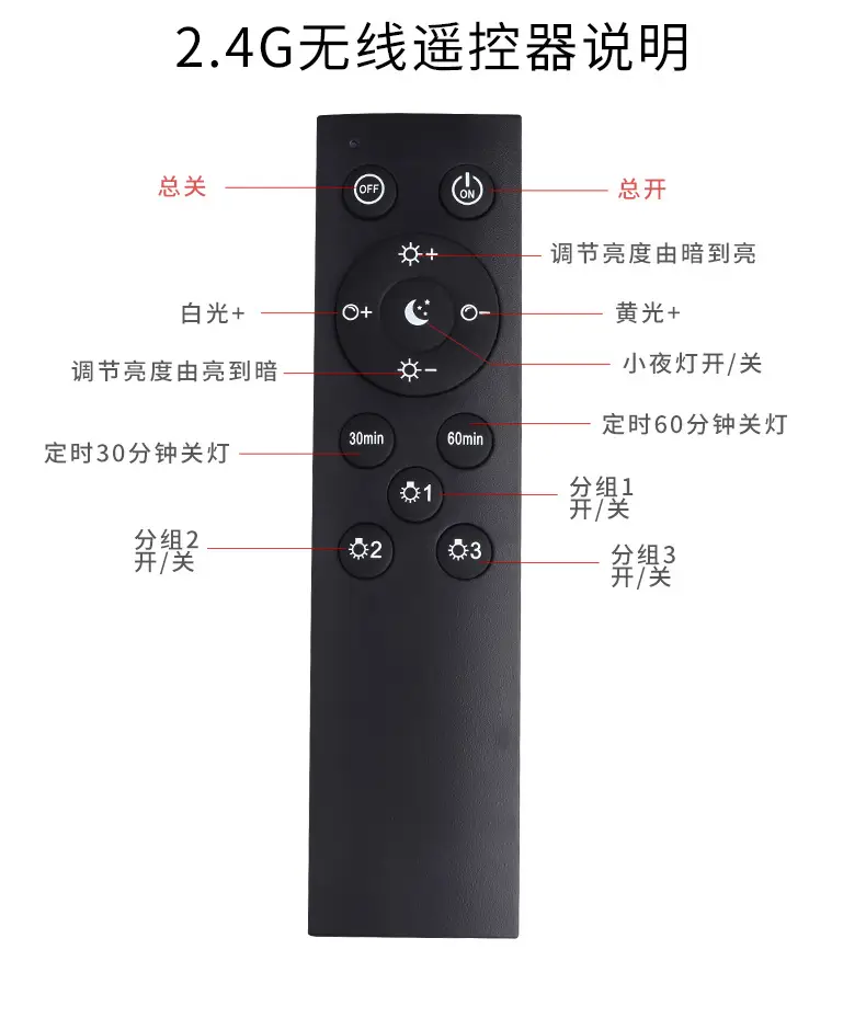 8cm Stepless LED Ceiling Lamp 2.5" Remote Control