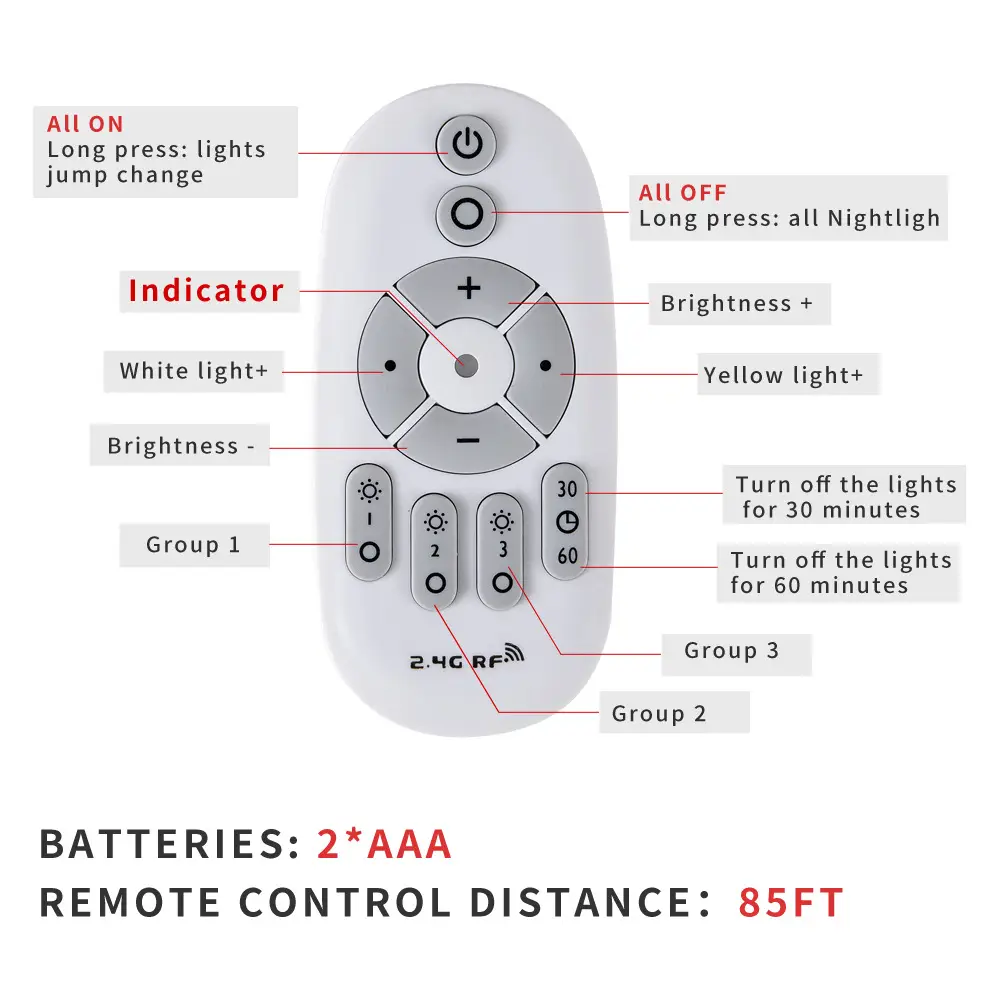 8cm Stepless LED Ceiling Lamp 2.5" Remote Control