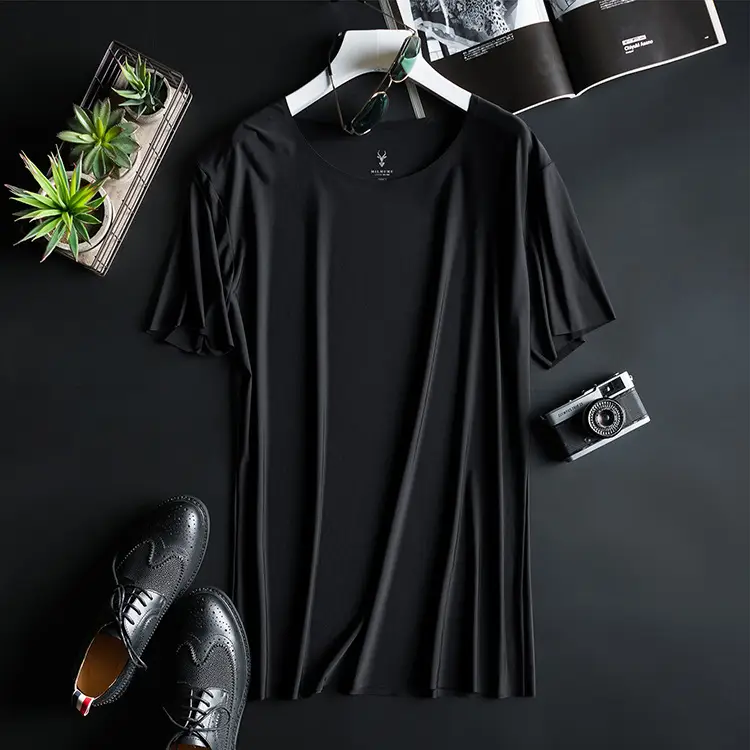 Men's Round Neck Japanese Milmumu Silk T-Shirt 5°C Cooling - Image 2