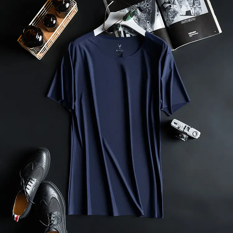 Men's Round Neck Japanese Milmumu Silk T-Shirt 5°C Cooling - Image 3