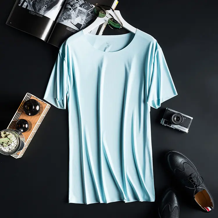 Men's Round Neck Japanese Milmumu Silk T-Shirt 5°C Cooling - Image 4