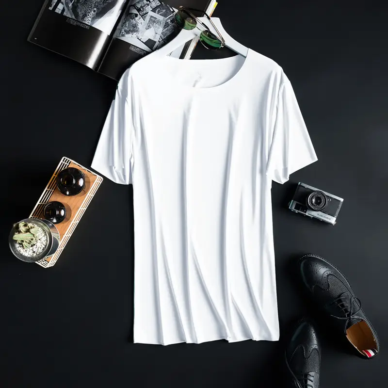 Men's Round Neck Japanese Milmumu Silk T-Shirt 5°C Cooling - Image 5