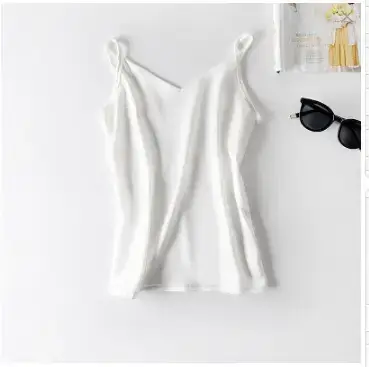 Women's Black V-Neck Sleeveless T-Shirt with Embroidered Lace Trim - Image 24