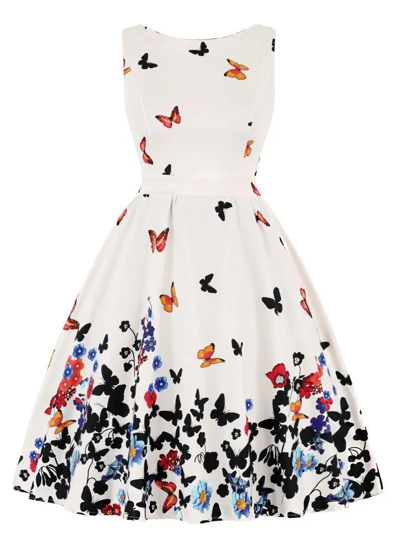 Retro Hepburn Style Women's Dress Black Lip Print Large Swing