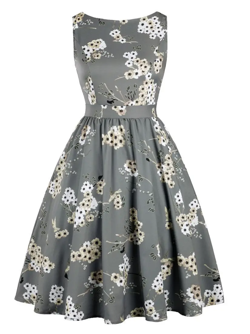 Retro Hepburn Style Women's Dress Black Lip Print Large Swing