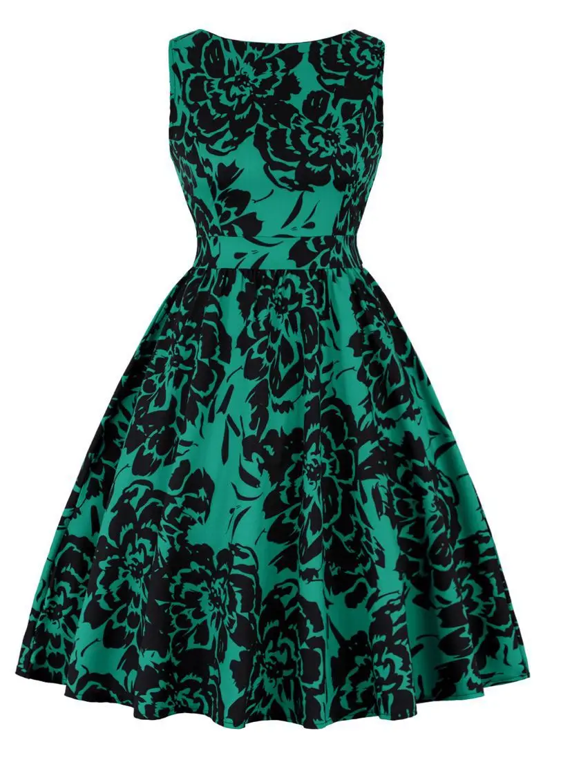 Retro Hepburn Style Women's Dress Black Lip Print Large Swing