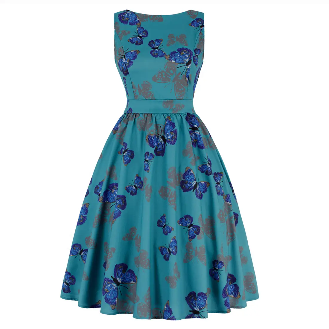 Retro Hepburn Style Women's Dress Black Lip Print Large Swing