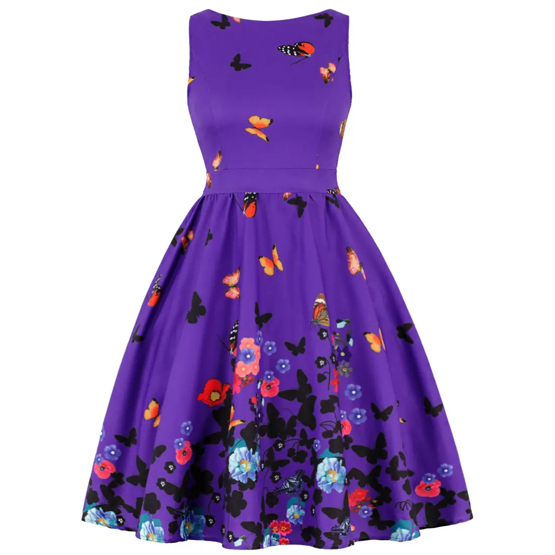 Retro Hepburn Style Women's Dress Black Lip Print Large Swing