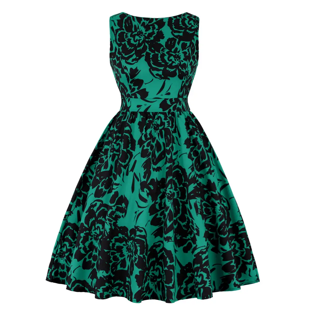 Retro Hepburn Style Women's Dress Black Lip Print Large Swing