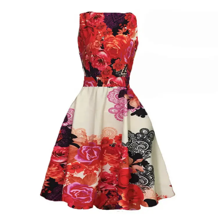 Retro Hepburn Style Women's Dress Black Lip Print Large Swing