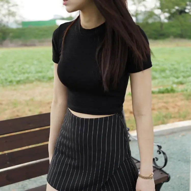 Women Navy Cotton Half Collar T-Shirt Short Sleeve - Image 13
