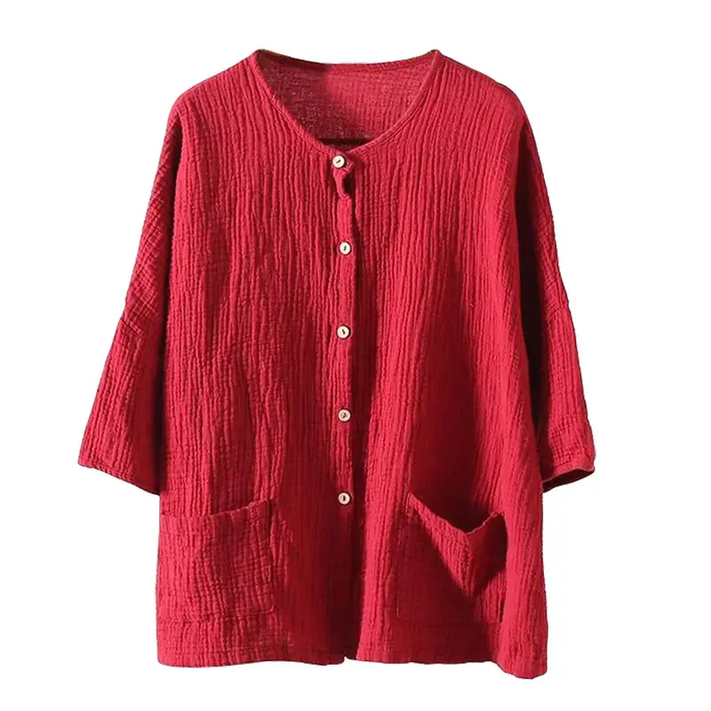 Women Cotton Linen Cardigan Top with Printed Skirt Large 2025