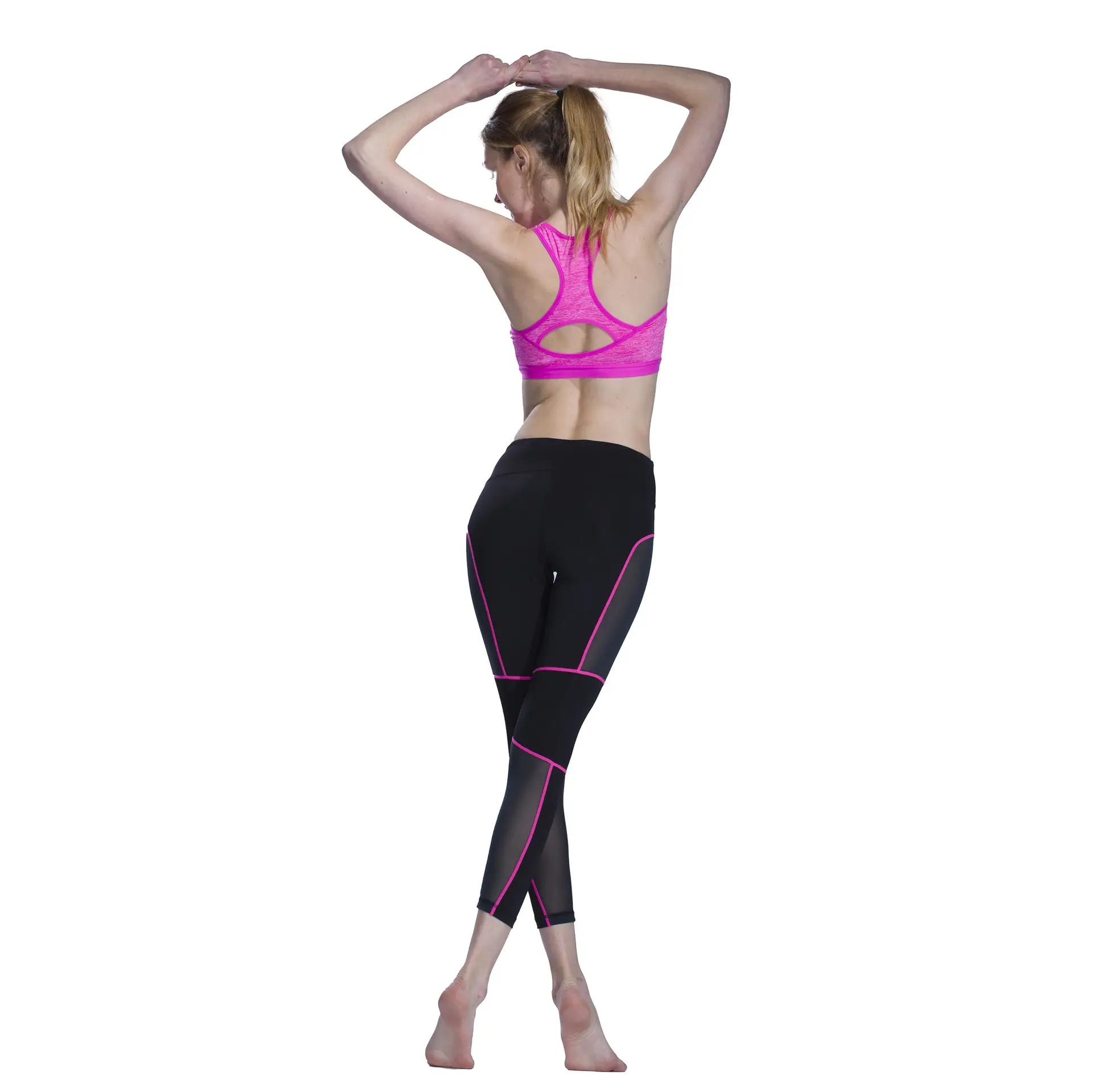 Women's Black Mesh Yoga Pants Quick-Dry Sports Fitness