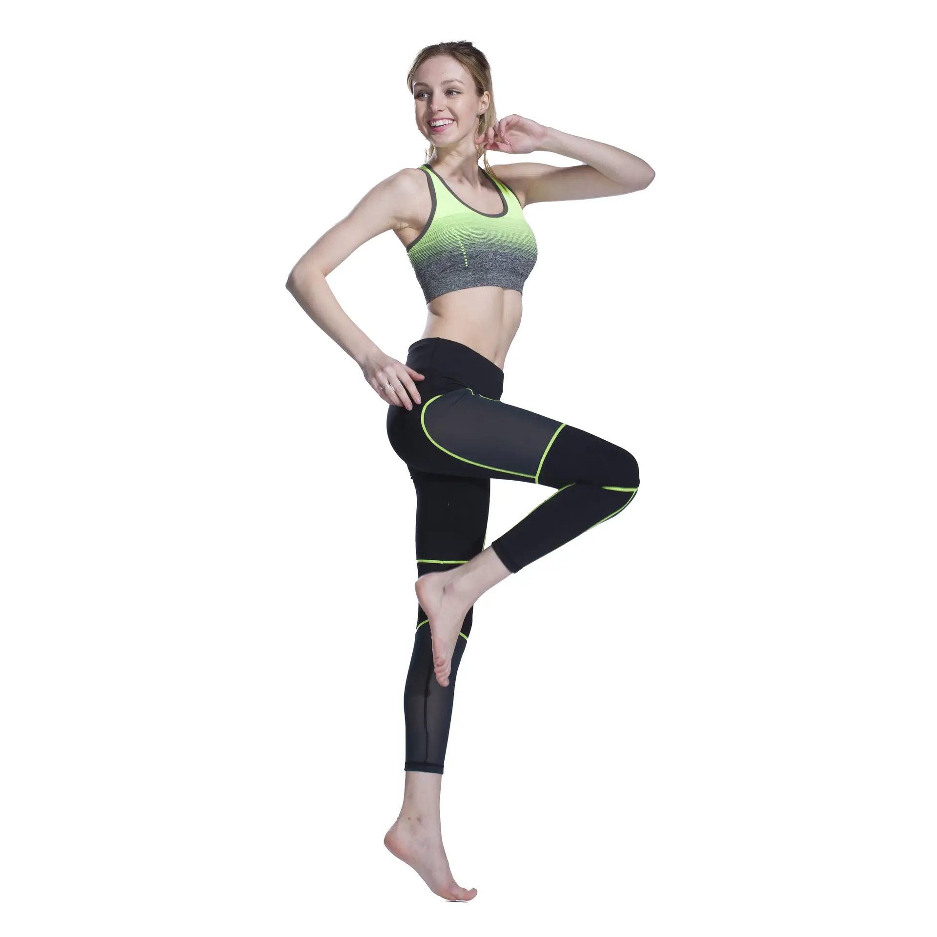 Women's Black Mesh Yoga Pants Quick-Dry Sports Fitness