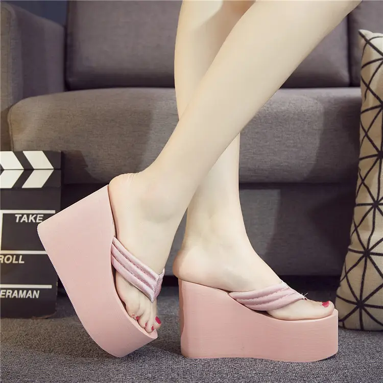 Women White Wedge Heel Sandals Summer Flip Flops