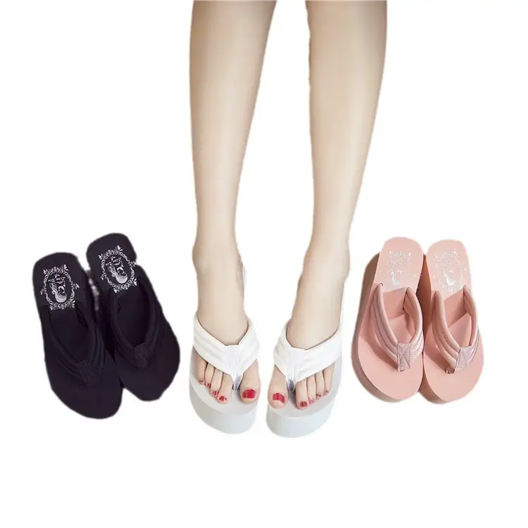 Women White Wedge Heel Sandals Summer Flip Flops