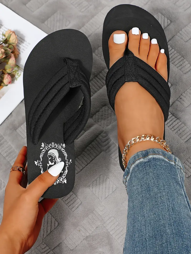 Women White Wedge Heel Sandals Summer Flip Flops — feature 4