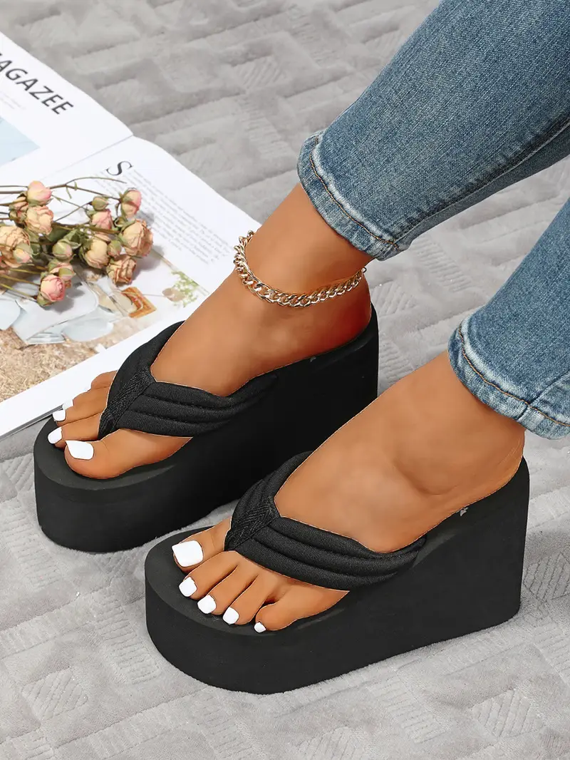 Women White Wedge Heel Sandals Summer Flip Flops — feature 5