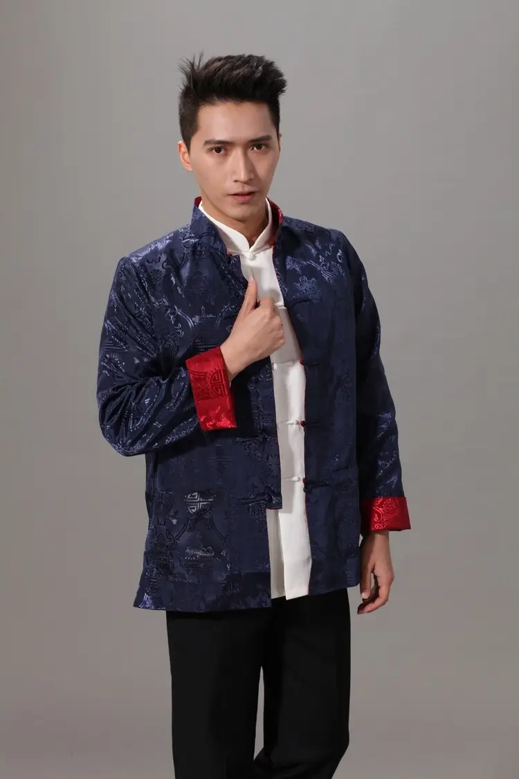Golden Reversible Chinese Tang Suit Men Long Sleeve — feature 37