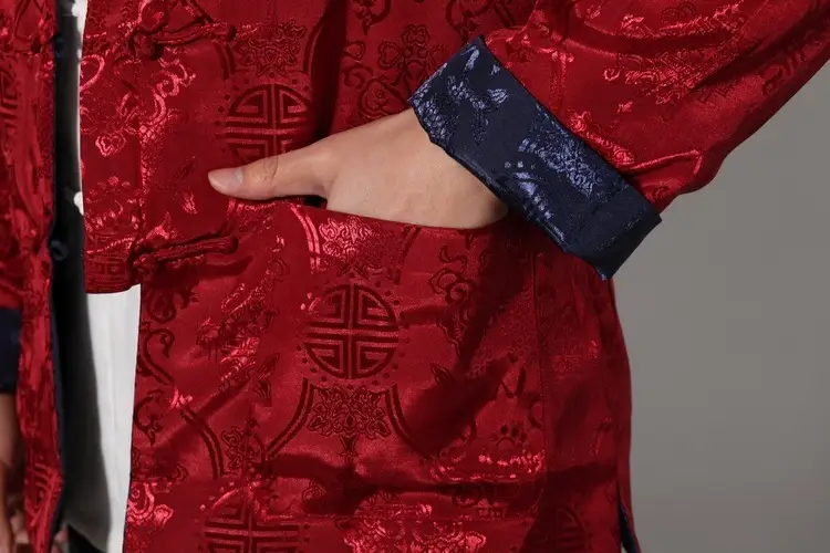 Golden Reversible Chinese Tang Suit Men Long Sleeve — feature 39