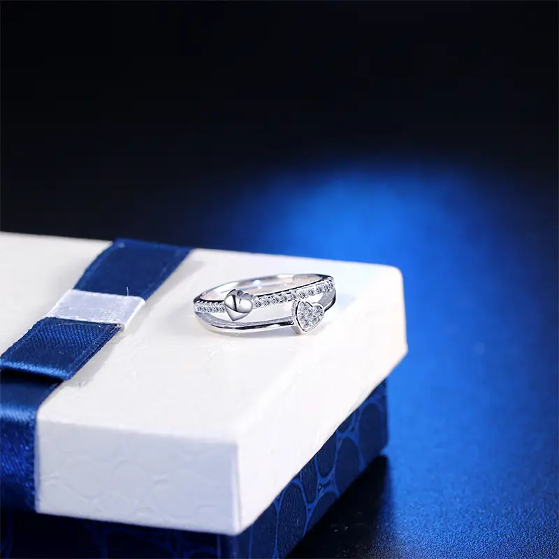 Korean Style Double Layer Heart Diamond Ring — feature 10