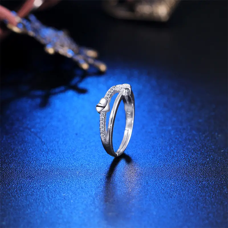 Korean Style Double Layer Heart Diamond Ring — feature 11