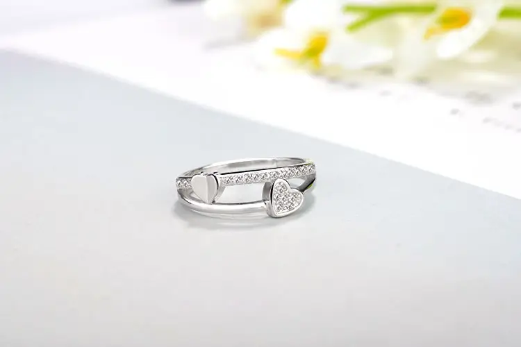Korean Style Double Layer Heart Diamond Ring — feature 12