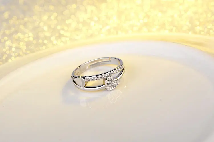 Korean Style Double Layer Heart Diamond Ring — feature 13
