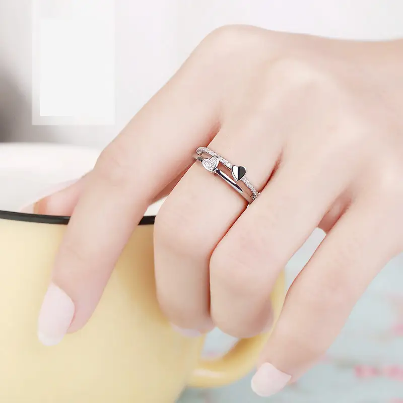 Korean Style Double Layer Heart Diamond Ring — feature 18