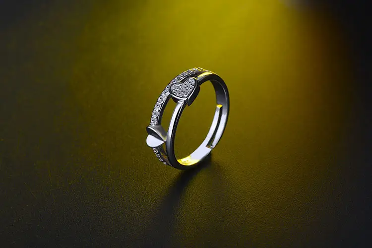 Korean Style Double Layer Heart Diamond Ring — feature 2