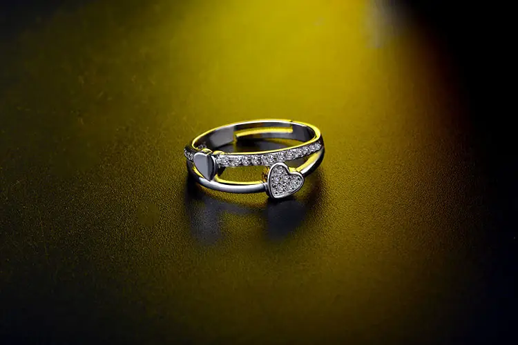 Korean Style Double Layer Heart Diamond Ring — feature 5