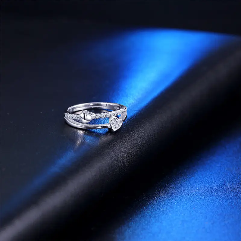 Korean Style Double Layer Heart Diamond Ring — feature 8