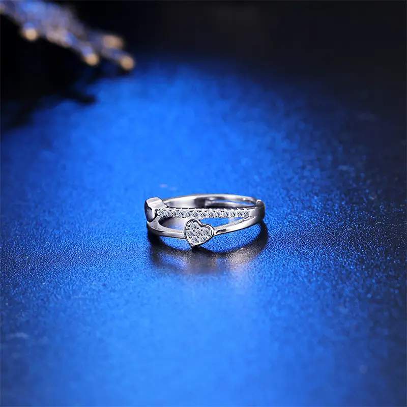 Korean Style Double Layer Heart Diamond Ring — feature 9