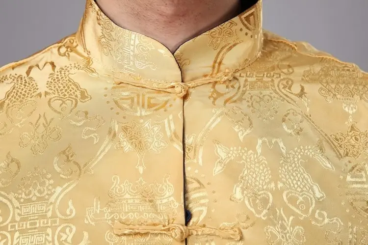 Men's Silk Embroidered Jacket Red Yellow Winter Chinese Tang Suit — feature 11
