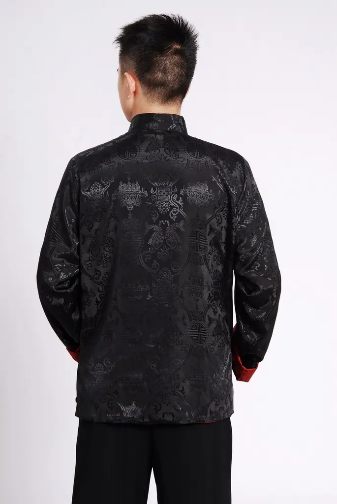 Men's Silk Embroidered Jacket Red Yellow Winter Chinese Tang Suit — feature 15