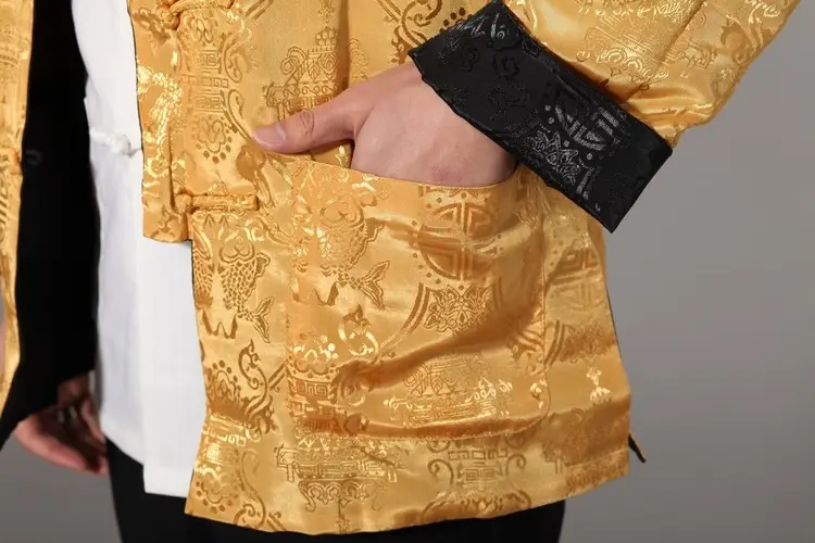 Men's Silk Embroidered Jacket Red Yellow Winter Chinese Tang Suit — feature 21