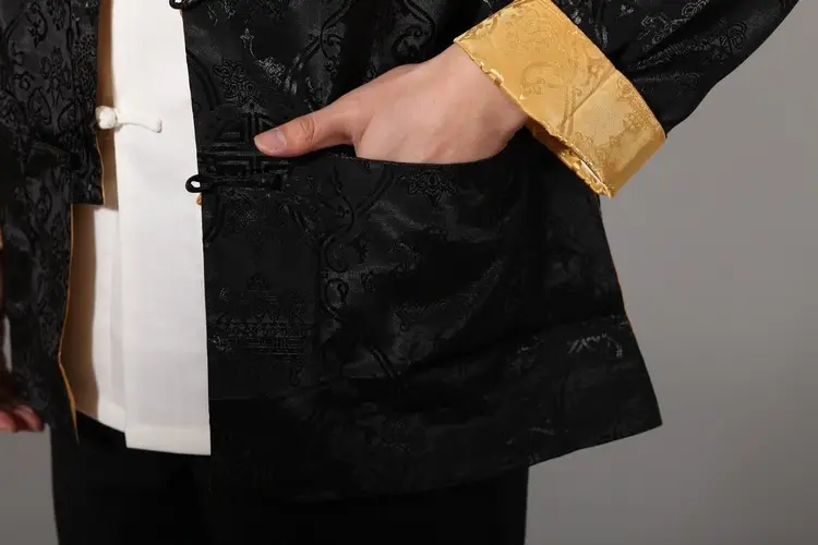 Men's Silk Embroidered Jacket Red Yellow Winter Chinese Tang Suit — feature 24