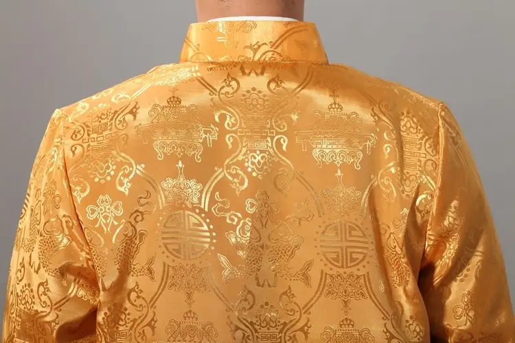 Men's Silk Embroidered Jacket Red Yellow Winter Chinese Tang Suit — feature 33