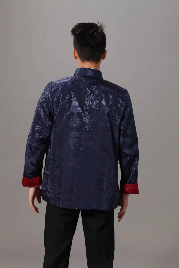 Men's Silk Embroidered Jacket Red Yellow Winter Chinese Tang Suit — feature 38