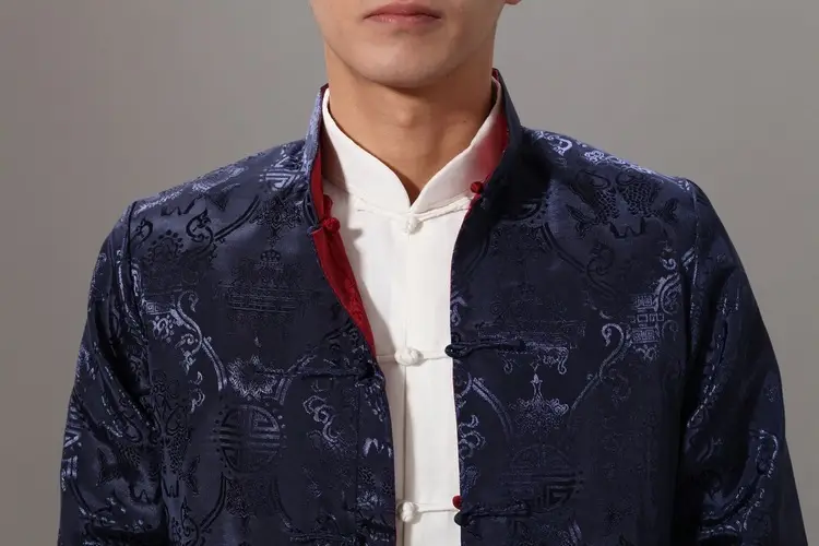 Men's Silk Embroidered Jacket Red Yellow Winter Chinese Tang Suit — feature 41